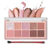 Erinde Paleta de sombras de ojos de 10 colores, paleta de maquillaje de ojos con brillo mate, alta pigmentación, paleta neutra de ojos de larga duración mezclable con pincel de sombra de ojos #03