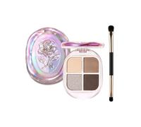 Erinde Paleta de sombras de ojos de 4 colores, paleta de sombras de ojos altamente pigmentada, mate y brillante, acabado duradero, tonos neutros nude para maquillaje diario natural, con pincel para