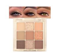 Erinde Paleta de sombras de ojos de 9 colores, sombras de ojos marrones, maquillaje de ojos mate y perlado, alta pigmentación y larga duración, polvo fino, suave y fácil de difuminar, ideal para el