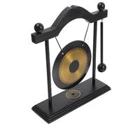 ERINGOGO 1 Juego Gong de Mesa de Latón Vintage con Soporte de Madera para Decoración Feng Shui Adorno de Oficina y Hogar para Inauguraciones y Buenas Sonido Relajante con Martillo Incluido