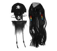 ERINGOGO 1 Juego Juego De Pelucas Piratas Para Accesorios Piratas Disfraz De Pirata Mujer Disfraz De Pirata Hombre Disfraz De Halloween Ai Peluca De Cosplay Margarina Adulto Negro Tela