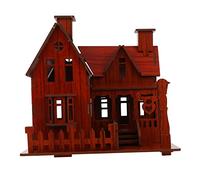 ERINGOGO 1 Pieza Ensamblar un Modelo de casa Modelo de Montaje de Bricolaje Rompecabezas de casa Artesanal de Madera Arquitectura Juguete del Rompecabezas de Bricolaje Marrón