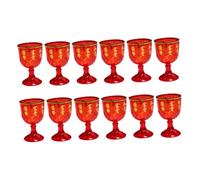 ERINGOGO 12 Copas de Vino Chinas Rojas de Plástico 40 Ml para Bodas Estilo Tradicional Caracteres Chinos Pequeñas Copas de Boda Festivas para Ceremonia y Banquetes