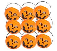 ERINGOGO 12 Piezas Cubos Calabaza Plástico Decorativos con Asa para Dulces Fiesta Halloween y Contenedores Regalo Versátiles