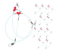 ERINGOGO 12 Piezas Líneas de Pesca de Nylon con Ganchos Inoxidable y Swivels de Resistentes la Abrasión para Agua y Líderes Flexibles y Transparentes Azules para Señuelos