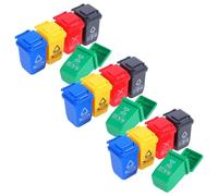 ERINGOGO 15 Piezas Mini Cubo de Basura de Plástico para Casa de Muñecas Contenedores de Basura Miniatura para Clasificación y Decoración Accesorios Realistas para Microescenas Infantiles