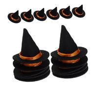ERINGOGO 16 piezas Sombreros Mini Bruja Fieltro Negro para Decoración Halloween Toppers Botella Vino DIY Manualidades Compactos y Resistentes