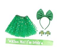 ERINGOGO 1juego Falda Tirantes y Pendientes De Trébol para Celebración del Día De San Patricio Accesorio De Festival Conjunto De Diseño Elegante y Fácil De Usar