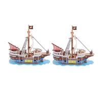 ERINGOGO 2 Juegos Kit Rompecabezas Barco Pirata de Papel Modelo Educativo de Vela para Adultos y Construcción Manual y Decoración Náutica