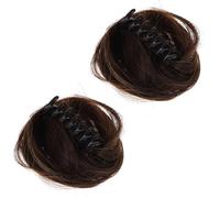 ERINGOGO 2 Moños Postizos Pinza para Mujer Moño Clip Rizado Extensión de Cabello Postizo en Color Marrón Claro Recogido Fácil para Uso Diario y Ocasiones Obsequios Accesorios para