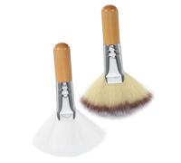 ERINGOGO 2 piezas Brochas de Maquillaje para Rostro de Abanico Grande con Pelo para Polvo Suelto Fijador y Colorete Mango Corto y Diseño Cómodo para Aplicación Precisa