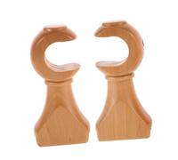 ERINGOGO 2 Piezas Wooden Curtain Rod Holders with Decorative Finials Solid Wood Drapery Pole Brackets For Wall Mounting In Living and Bedroom Adjustable Support For Window Curtains