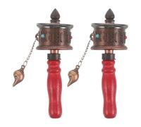 ERINGOGO 2 ruedas de oración de mano con pergamino - Mango de madera, instrumento de oración budista tibetano giratorio para orar, bendecir, practicar yoga y meditar.