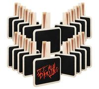 ERINGOGO 20 Unidades de Mini Pizarras Decorativas Clip de Madera Letreros Pequeños Reutilizables de 72X68X48 CM para Etiquetas y Organización en Cocina y Comedor