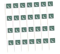 ERINGOGO 200 Piezas Banderas Pequeñas de Pakistán Palillos de Madera Decoraciones para y Aperitivos Toppers para Tartas para Fiestas y Eventos Deportivos