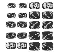 ERINGOGO 24 Piezas Arte de Uñas de Halloween Uñas Postizas Cuadradas Cortas con Calavera Halloween Cubiertas Completas de Fantasmas para Accesorios de Manicura