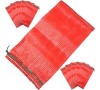 ERINGOGO 25 Bolsas de Malla de Polipropileno Reutilizables para Productos Agrícolas Bolsa de Red Transpirable Roja 47X27 CM para Cebollas Patatas Ajos y Frutas Almacenamiento