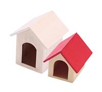 ERINGOGO 2piezas Maqueta de Perrera de Madera Juguetes Casa para Perritos Juguetes Caseta Perro Casa de Muñecas Decoración para Casetas de Perros Miniatura de Muñecas de Madera