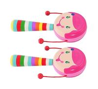 ERINGOGO 2piezas Sonajero De Madera Juguete Sonajero Elementos De Dibujos Animados Para Bebés De Aprendizaje