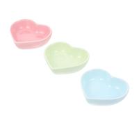 ERINGOGO 3 Cuencos de Cerámica en Forma de Corazón para Mascotas y Hámsters, Fáciles de Lavar, para Comida y Agua, Accesorios Ideales para Pequeños Animales