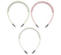 ERINGOGO 3 piezas Bandas Antideslizantes para Pelo de Mujer con Dientes de Diademas Elásticas para Maquillaje Lavado Facial Deporte y Uso Diario Colores Rosa Verde y Beige sin Marcas y