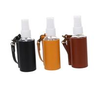 ERINGOGO 3 piezas Botes de Viaje para Perfume con Funda de Piel Resistente Capacidad Portátiles con Llavero para Colgar Mochila o Bolso Colores Negro Marrón Oscuro y Amarillo Prácticos y