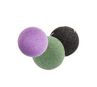 ERINGOGO 3 piezas Esponjas Faciales Naturales Negro Verde Esponja Limpieza Suave Vegana Biodegradable para Cuidado Diario Sensible y Exfoliación