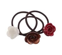 ERINGOGO 3 Piezas Flower Hair Ties High Elasticity Hair Bands For Women No Damage Decorative Ponytail Holders In Chocolate