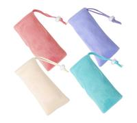 ERINGOGO 4 piezas Bolsa de Jabón de Malla Multiusos con Cordón Antideslizante para Ducha y Viaje de Unidades Colores Morado Verde Rosa y Bolsa Exfoliante Portátil con Diseño Colgante