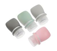 ERINGOGO 4 piezas Botellas de Silicona para Viaje Envases Rellenables Prueba de Fugas para Champú Loción y Gel con Bolsa de Almacenamiento EVA Colores Pastel para Viajes y Actividades al