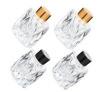 ERINGOGO 4 Piezas Botellas Difusoras de Aromaterapia Frascos de Vidrio Cuadrados con Tapa Hermética Envases Claros para Perfume y Decoración del Hogar Almacenamiento Seguro Color Aleatorio