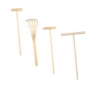 ERINGOGO 4 Piezas Rastrillos de Bambú para Arena Mini para Decoración de Mesa de Arena y Arte Zen Herramienta Resistente y Segura para Manualidades y Paisajismo Micro