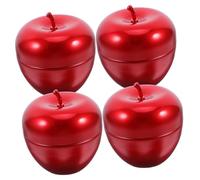 ERINGOGO 4piezas Caja De Lata De Manzana Tarro De Dulces Forma De Manzana Bote De Hojalata Para Guardar Dulces Regalos De Fiesta Decoraciones Para Árboles De Navidad