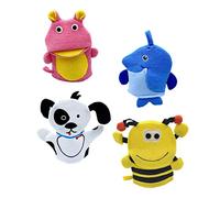 ERINGOGO 4piezas Guantes De Baño Para Bebés De Animales Cartoon Guantes Exfoliantes Suaves Toallas Para Bañar Bees Hipopótamo Perro Pingüino