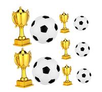 ERINGOGO 5 Juegos Mini Trophy Cups with Finish Plastic Football and Soccer Ball Cake Decorations For Birthday and Sports Party