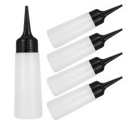 ERINGOGO 5 piezas Botellas Aplicadoras para Cabello con Escala Plástico Resistente Punta Angular Fácil Recarga para Peluquería y Uso Doméstico Transparente Reutilizable