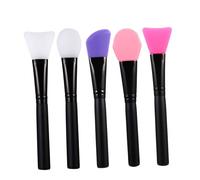 ERINGOGO 5 piezas Pinceles Faciales de Silicona para Aplicador sin Pelos con Mango de Madera Reutilizable y Fácil de Limpiar para Cobertura Uniforme Rostro Ojos y Nariz