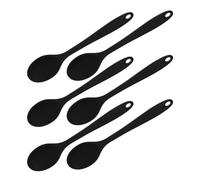 ERINGOGO 6 piezas Cucharas de Silicona Antiadherentes para Cocina Resistentes al Calor para Mezclar Servir y Cocinar Utensilios Ligeros y Ergonómicos Negro