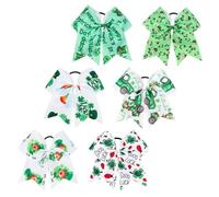 ERINGOGO 6 piezas Lazos para Pelo Elásticos con Diseño de Moño para Niñas Suaves y Flexibles Accesorios Temáticos para Día de San Patricio para Uso Diario y Fiestas Infantiles
