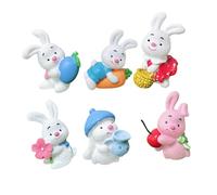 ERINGOGO 6 Piezas Miniaturas de Conejos de Resina para Decoración de Tartas de Pascua Figuras Creativas y Delicadas para Manualidades Decoración de Escritorio y Fiestas