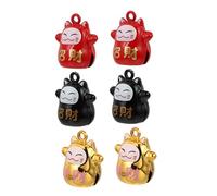 ERINGOGO 6 piezas Pendientes Colgantes de Campana de Cobre Gato Suerte Decoración para Bolso Teléfono Accesorios Suenan Divertidos y Reutilizables