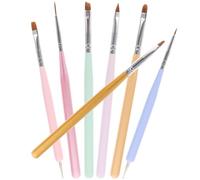 ERINGOGO 7 Pinceles para Manicura Doble Punta, Madera Macaron Color, Kit de Herramientas para Pintar Uñas, Arte de Uñas Diy, Pinceles para Diseño de Patrones y Flores, Set de 7 Unidades
