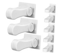 ERINGOGO 8 Cerraduras de Palanca para Puertas Adhesivo, Seguridad para Niños, Material Abs Blanco, Fácil Instalación para Manijas y Palancas de Puertas