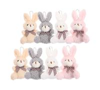 ERINGOGO 8 piezas Llaveros de Conejo de Peluche Suaves y Esponjosos de Rosa Gris y Marrón Colgantes Mini Conejitos para Mochilas Decoración Versátil para Fiestas y Eventos
