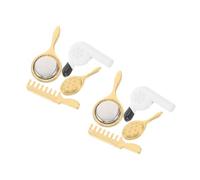 ERINGOGO 8 Piezas Micro Accesorios Baño para Casa Muñecas Set Tocador Mini Espejo Peine Secador Dorado Decoración Dormitorio Muñeca
