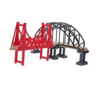 ERINGOGO Accesorios De Vía Ferroviaria y Puente Colgante De Madera Gris para Trenes De Juguete y Modelismo Infantil Kit Soporte Plástico Robusto Compatible con Pistas De Madera Estándar
