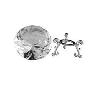 ERINGOGO Adorno de Cristal Diamante 6 Cm con Soporte de Metal Plateado, Pisapapeles de Cristal Transparente, Decoración para Oficina y Hogar, Obsequio Elegante, Pieza Decorativa Compacta