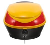 ERINGOGO Baúl Pequeño para Motocicleta y Scooter, Caja Trasera de Plástico Resistente, Almacenamiento Seguro para Herramientas y Accesorios, Color Amarillo, Fácil Transporte y Uso en Motos