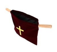 ERINGOGO Bolsa para Ofrendas de Diezmo con Bordado de Cruz Cristiana, Color Vino Tinto, Gran Capacidad, Tela Fácil de Limpiar, Adecuado para Comunión, Ceremonias Religiosas y Suministros