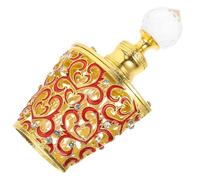 ERINGOGO Botella Decorativa Vintage de Vidrio y Metal para Almacenar Aceites Esenciales y Perfumes, Capacidad 10ml, Estilo Árabe Pintado a Mano para Uso Hogar